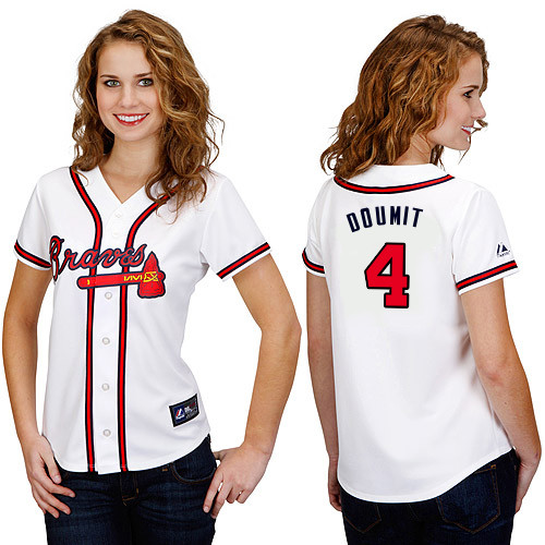 Ryan Doumit #4 mlb Jersey-Atlanta Braves Women's Authentic Home White Cool Base Baseball Jersey